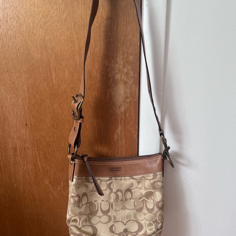 Coach Signature Brown and Cream Bag